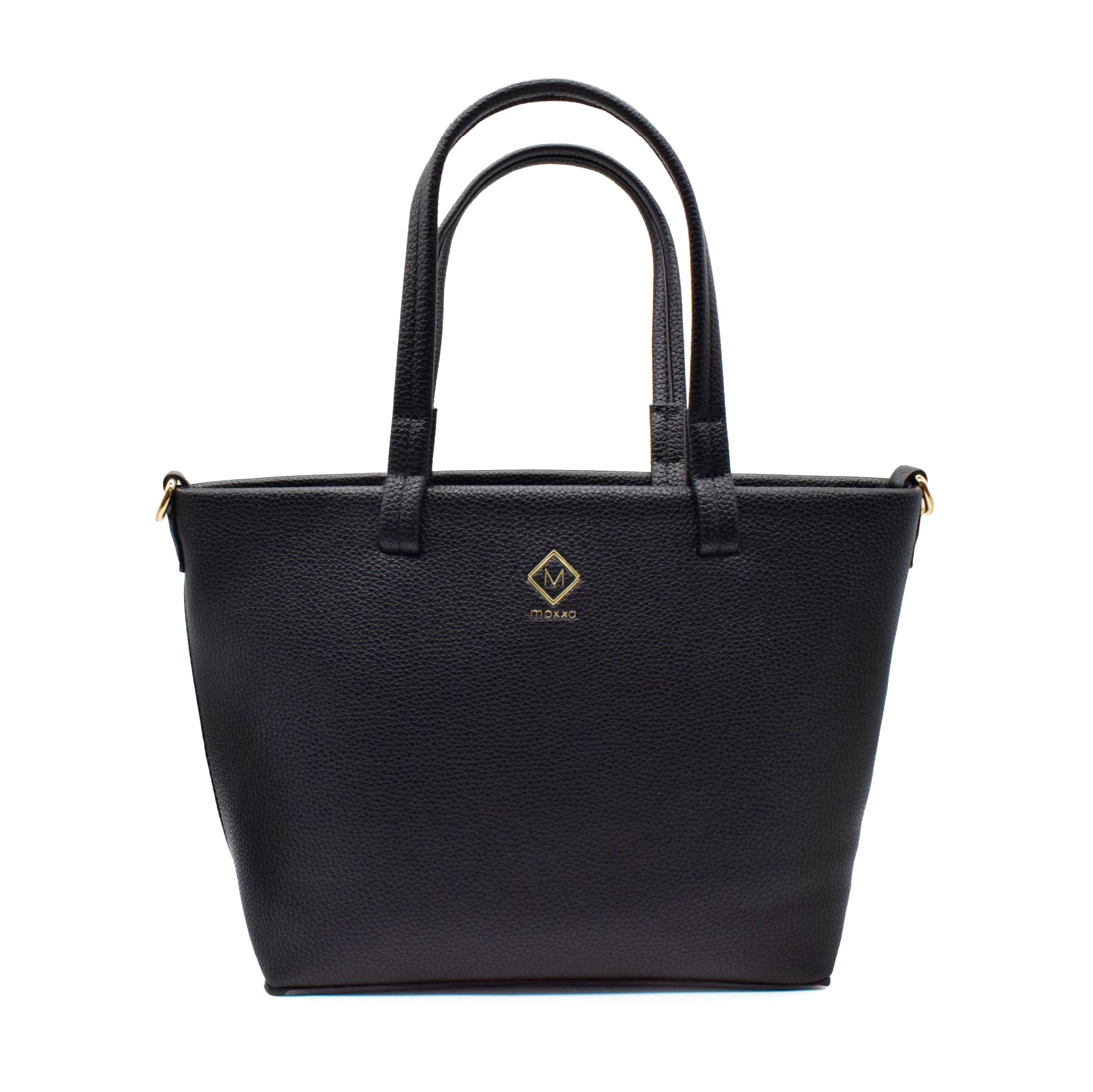 UMOJA Moxxa Nerissa Tote Collection by Umoja | Noir Diamond in Black Textured PU with Gold Hardware | Everyday Muse in Beige PU with Zipper Closure & Classic Shoulder Design