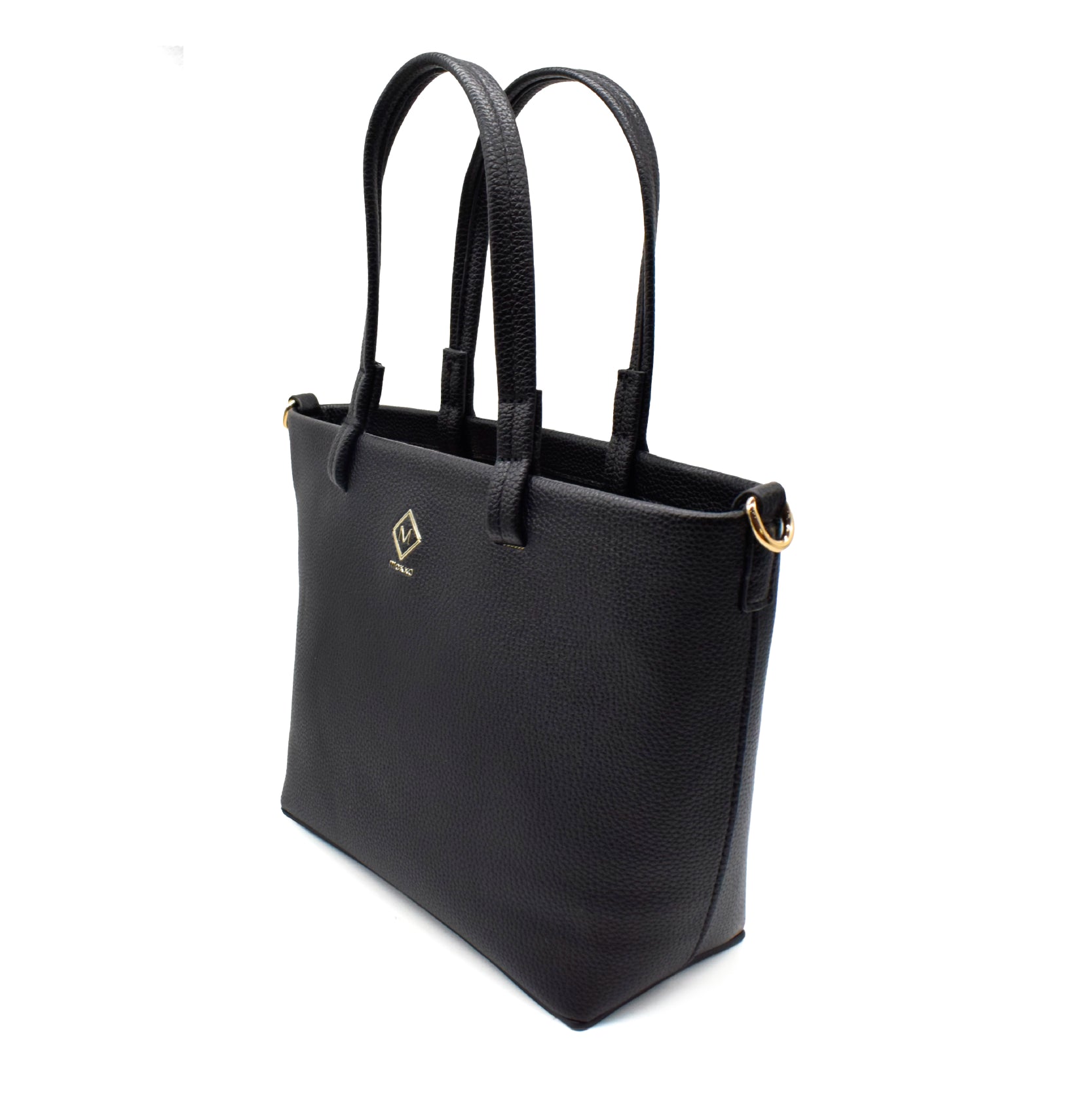 UMOJA Moxxa Nerissa Tote Collection by Umoja | Noir Diamond in Black Textured PU with Gold Hardware | Everyday Muse in Beige PU with Zipper Closure & Classic Shoulder Design