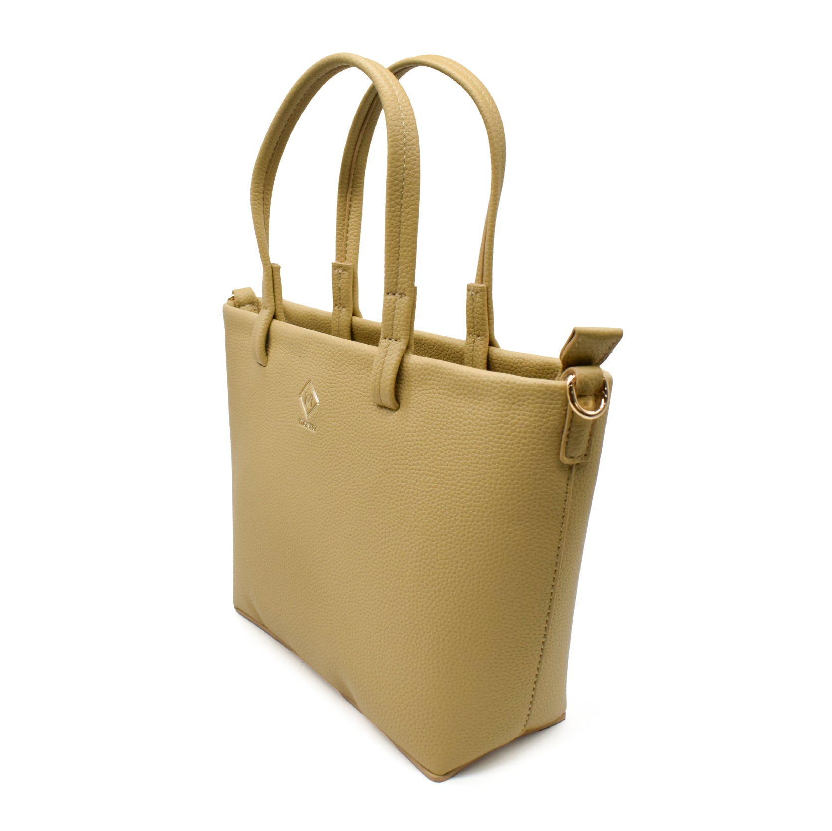 UMOJA Moxxa Nerissa Tote Collection by Umoja | Noir Diamond in Black Textured PU with Gold Hardware | Everyday Muse in Beige PU with Zipper Closure & Classic Shoulder Design