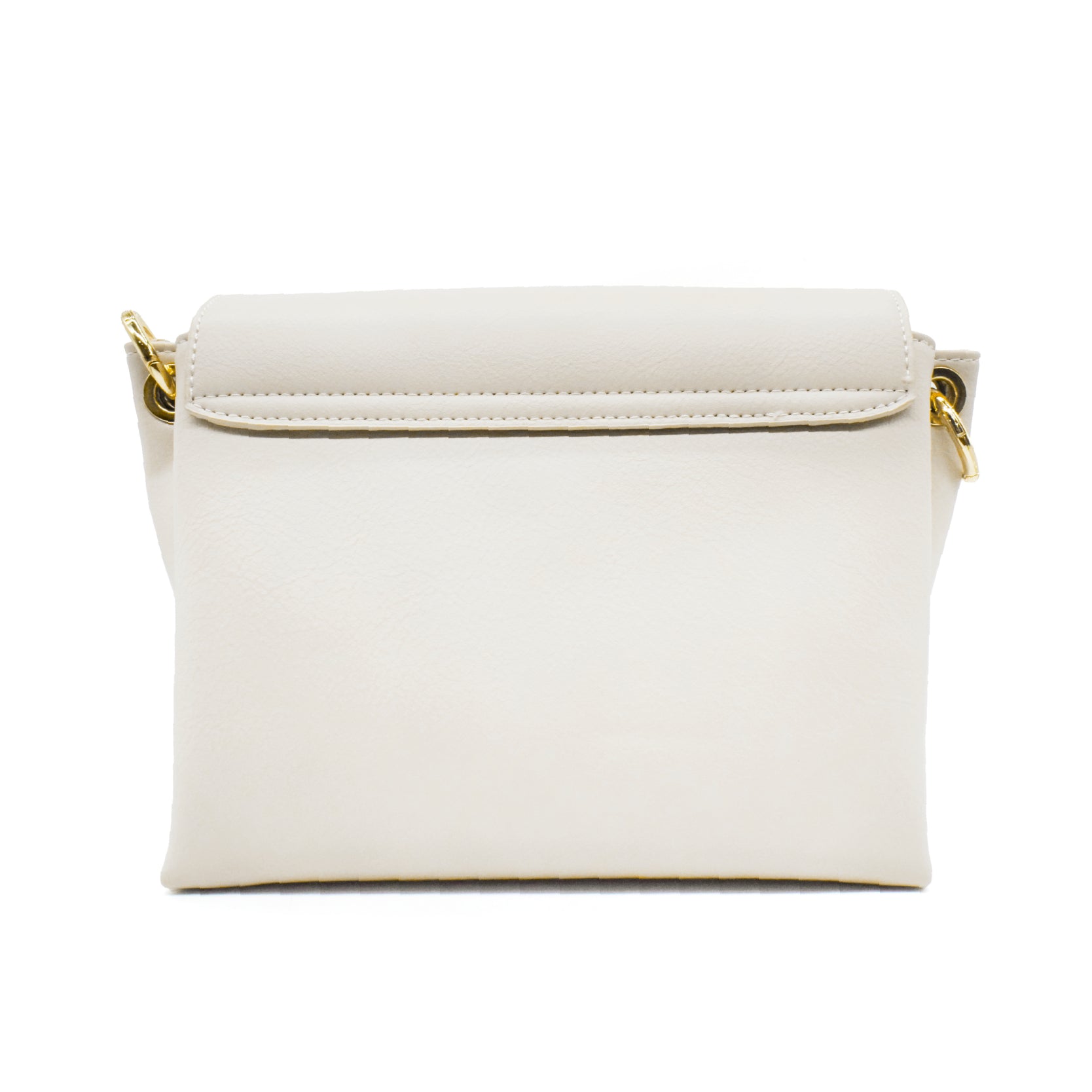 UMOJA Moxxa Nikki Cream Dream Crossbody Bag by Umoja | Off-White Vegan PU Leather with Gold Hardware, Flap & Zipper Closure, Adjustable Strap | Minimalist Everyday Shoulder Bag.