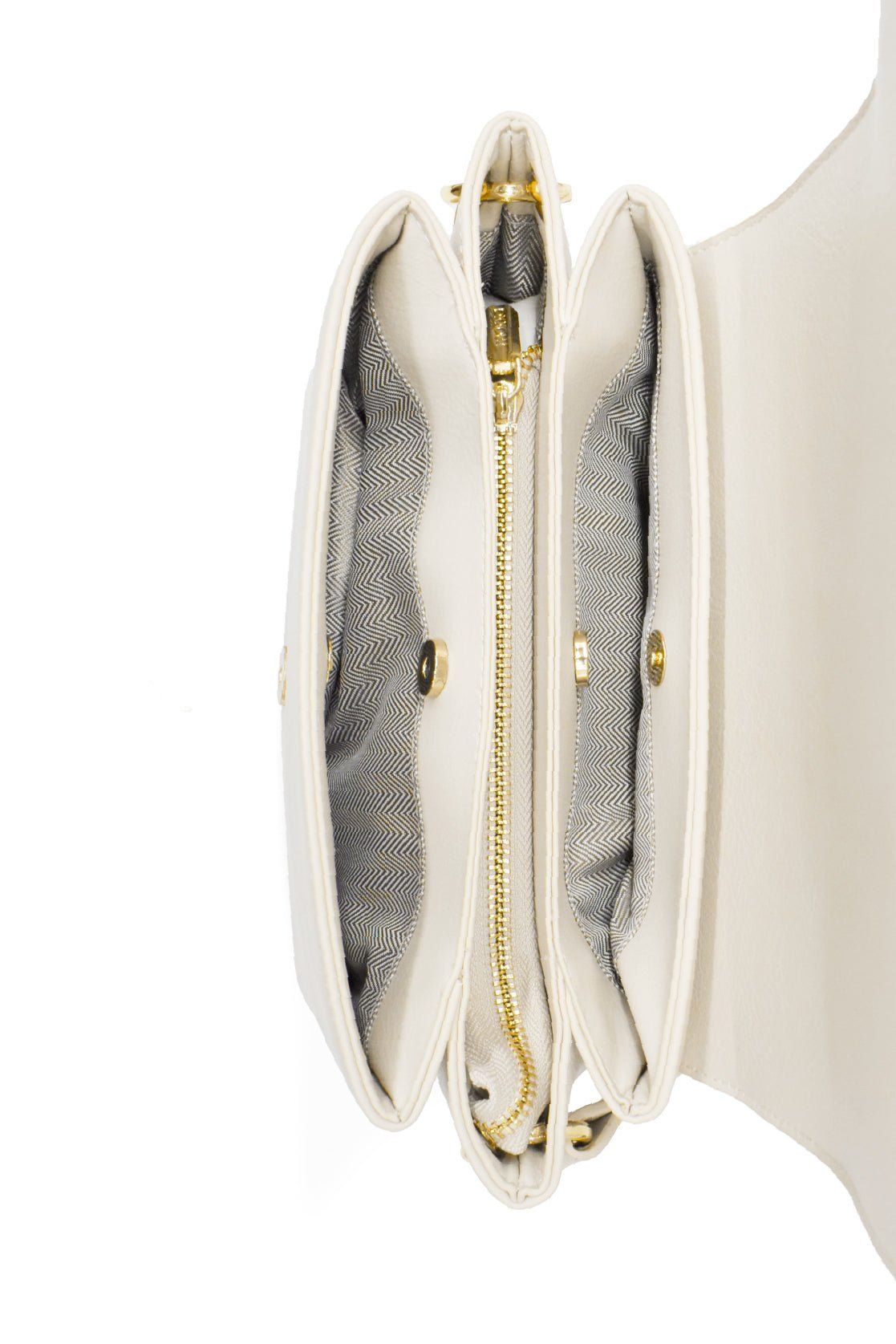 UMOJA Moxxa Nikki Cream Dream Crossbody Bag by Umoja | Off-White Vegan PU Leather with Gold Hardware, Flap & Zipper Closure, Adjustable Strap | Minimalist Everyday Shoulder Bag.