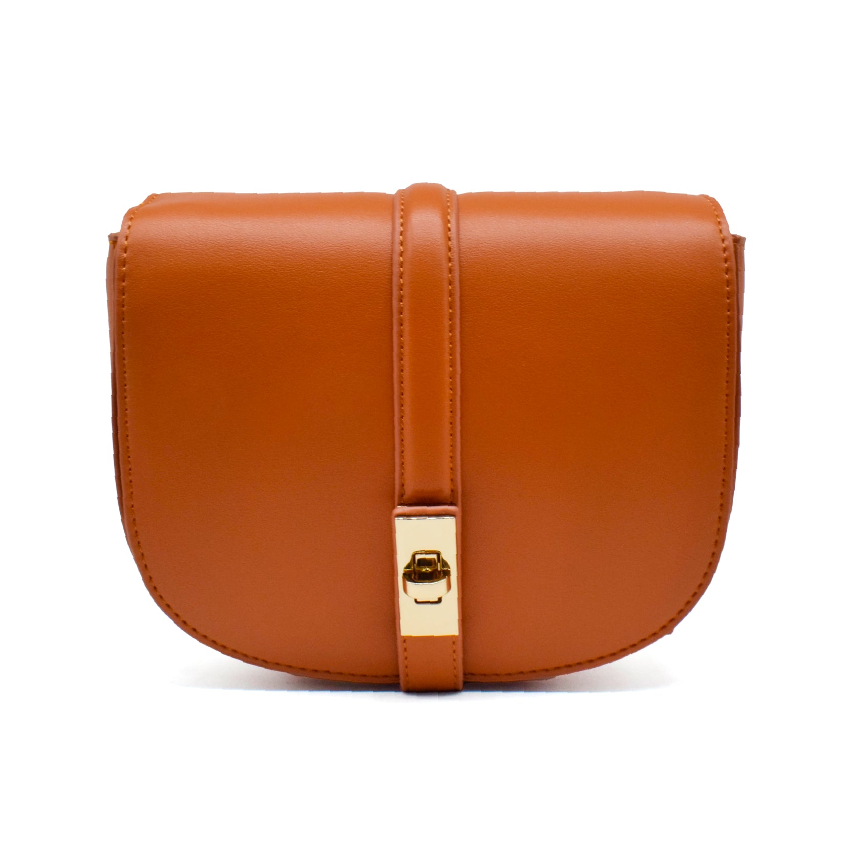 UMOJA Moxxa Nyla Crossbody Bag by Umoja | Brown Vegan PU Leather with Gold Clasp & Adjustable Strap | Classic Everyday Shoulder & Crossbody Bag with Vintage Charm.