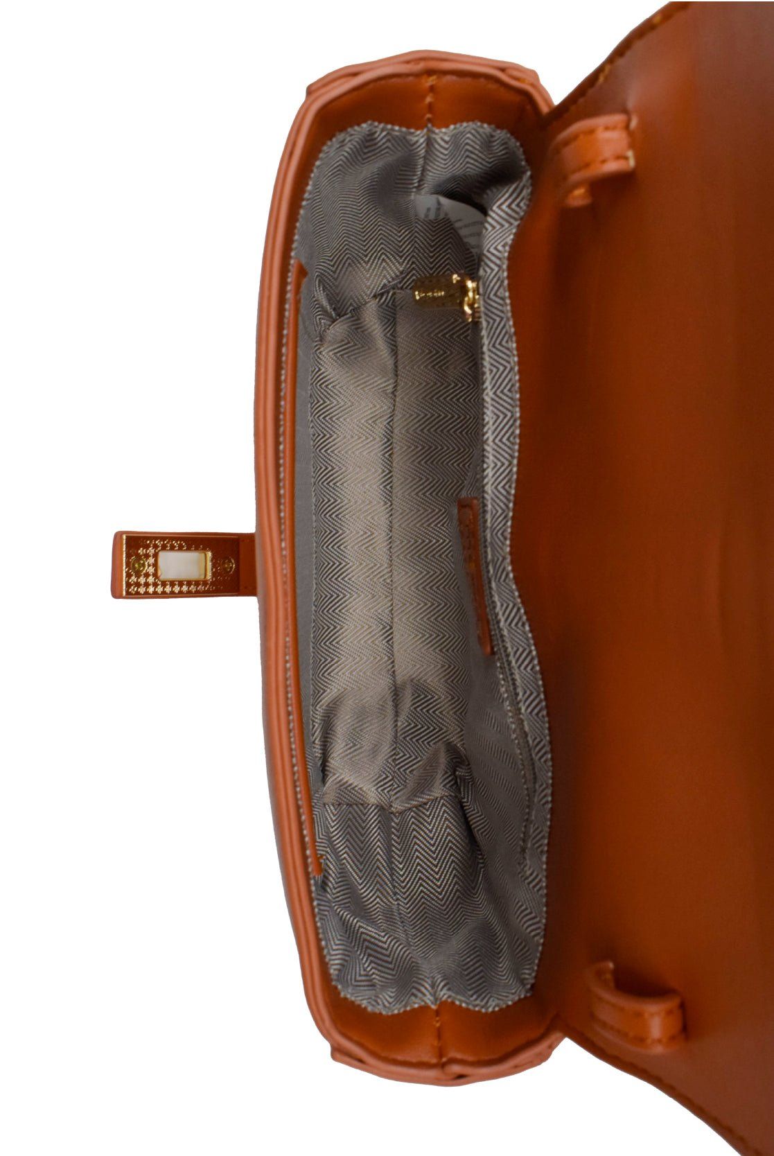 UMOJA Moxxa Nyla Crossbody Bag by Umoja | Brown Vegan PU Leather with Gold Clasp & Adjustable Strap | Classic Everyday Shoulder & Crossbody Bag with Vintage Charm.