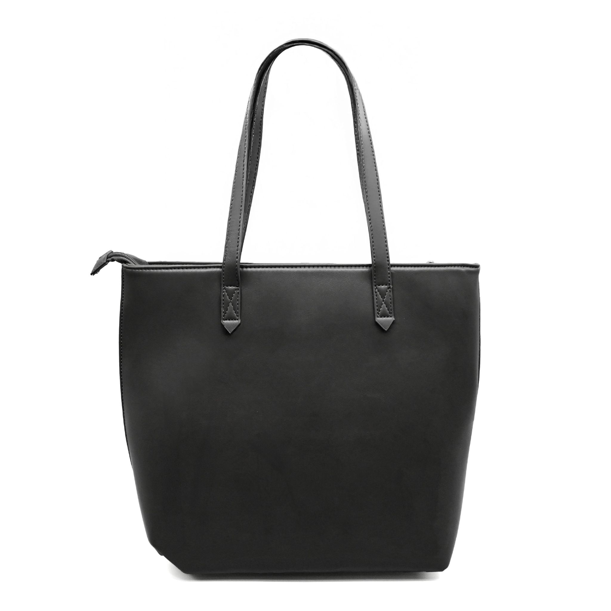 UMOJA Moxxa Talia Tote Collection by Umoja | Caramel Brown & Midnight Black PU Leather Totes with Front Pocket & Gold Hardware | Minimalist Structured Everyday & Work Shoulder Bags.