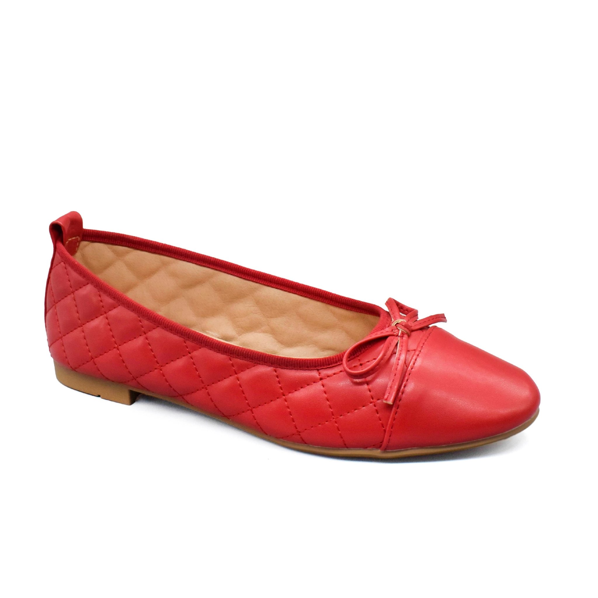 Moxxa Chloe Ballet Flats by Umoja | Quilted PU Slip-On Flats with Bow Detail, PU Insole & TPR Outsole | Elegant Everyday Footwear for Women. Women Shoes