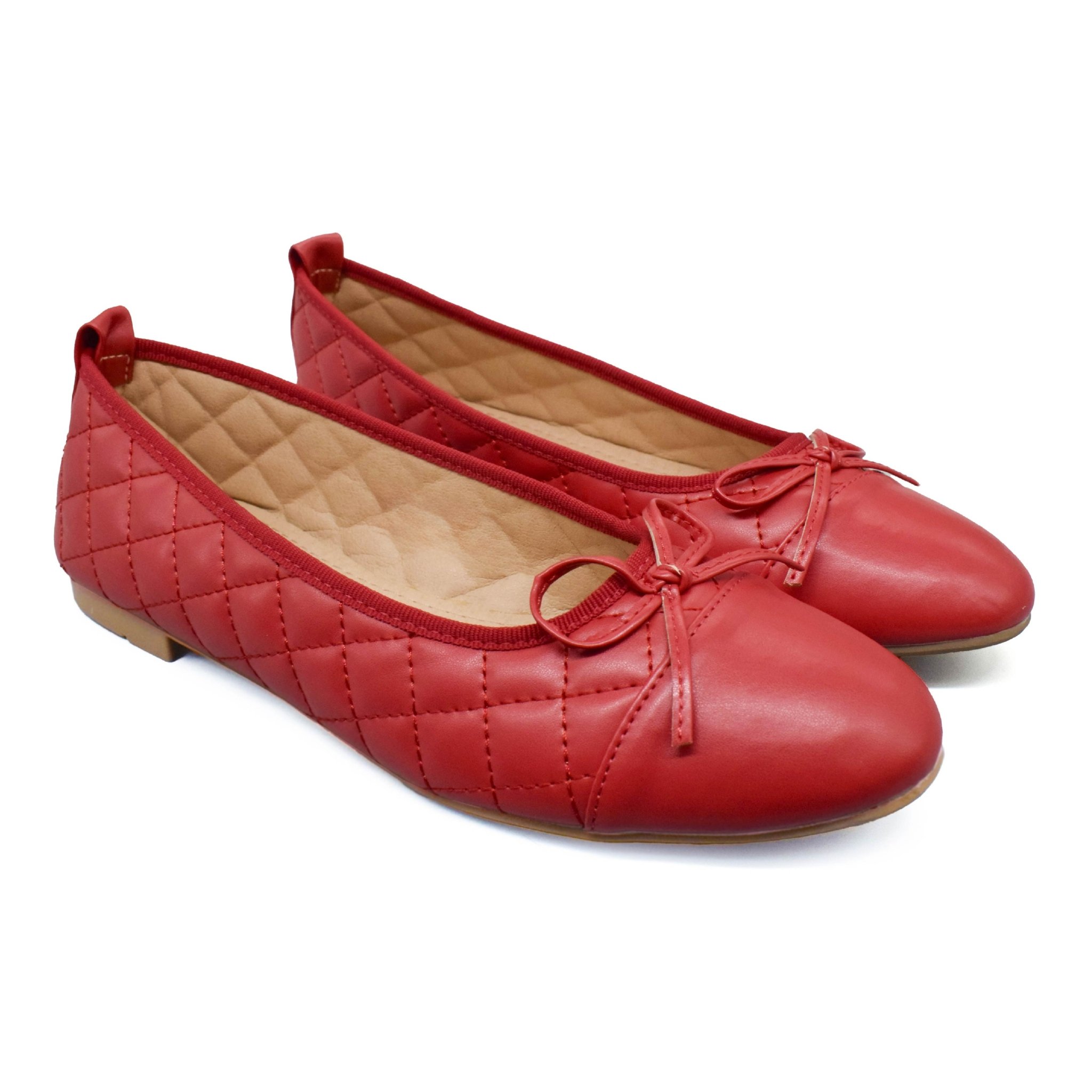 Moxxa Chloe Ballet Flats by Umoja | Quilted PU Slip-On Flats with Bow Detail, PU Insole & TPR Outsole | Elegant Everyday Footwear for Women. Women Shoes
