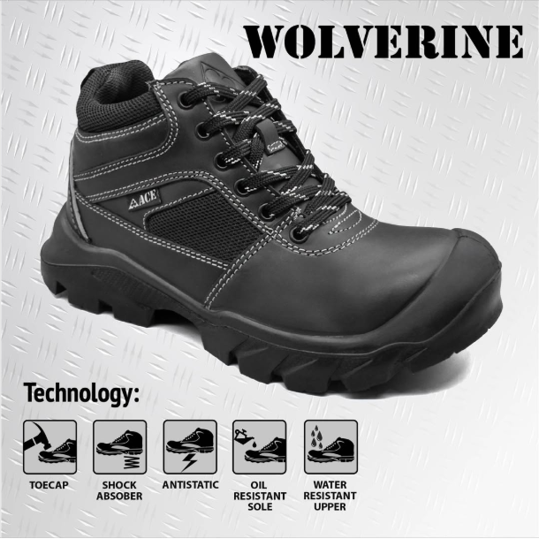 UMOJA   Ace Wolverine Safety Shoes by Umoja | Men’s High-Top Work Boots with Reinforced Leather-Mesh Upper, Aggressive Grip Outsole & Ankle Support