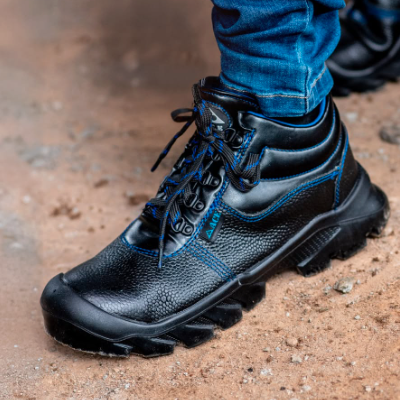 UMOJA Ace Mamba Men's Shoes Safety Shoes – Royal Blue - Water Resistant Leather Upper, Breathable Polyester Rice Mesh Lining, Dual Density P.U. Outsole, Steel Toecap For 200J Impact, S2 SRC. Men shoes