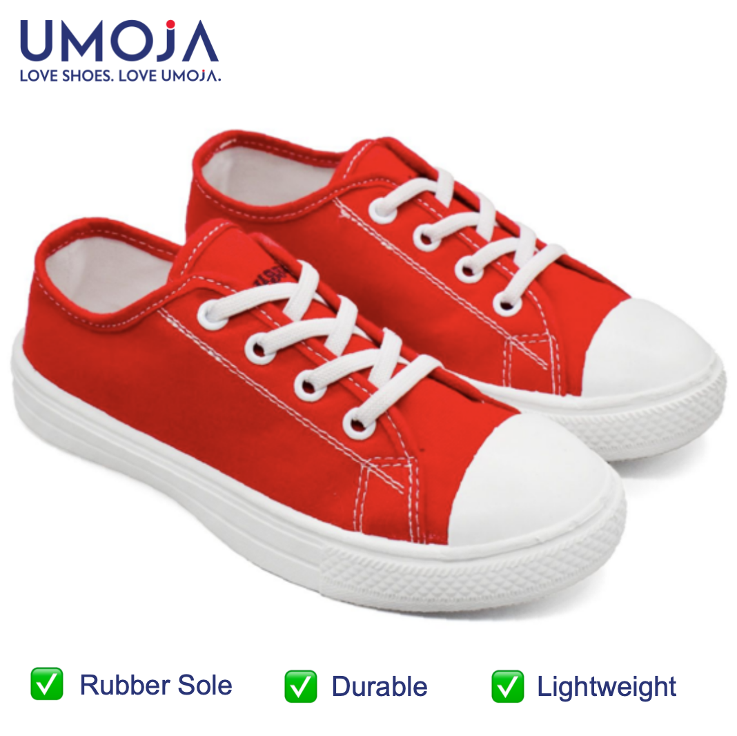 UMOJA Buggies Jamie Unisex Kids Sneakers by Umoja – Red Canvas shoes Low-Top  with White Sole & Laces | Durable, Comfortable & Stylish Everyday Footwear for Playground, Casual Outings Kids Shoes