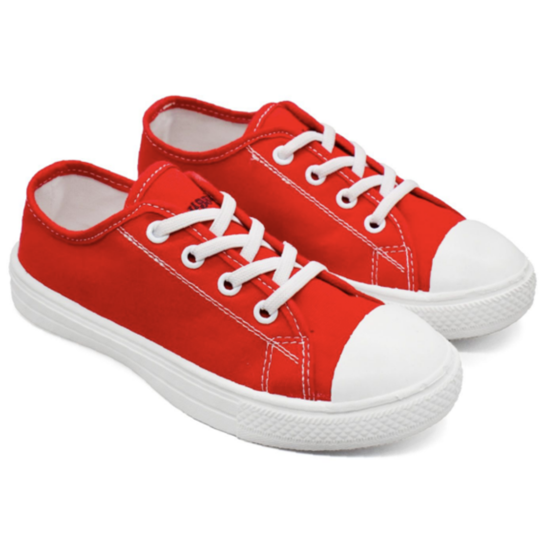 UMOJA Buggies Jamie Unisex Kids Sneakers by Umoja – Red Canvas shoes Low-Top  with White Sole & Laces | Durable, Comfortable & Stylish Everyday Footwear for Playground, Casual Outings Kids Shoes
