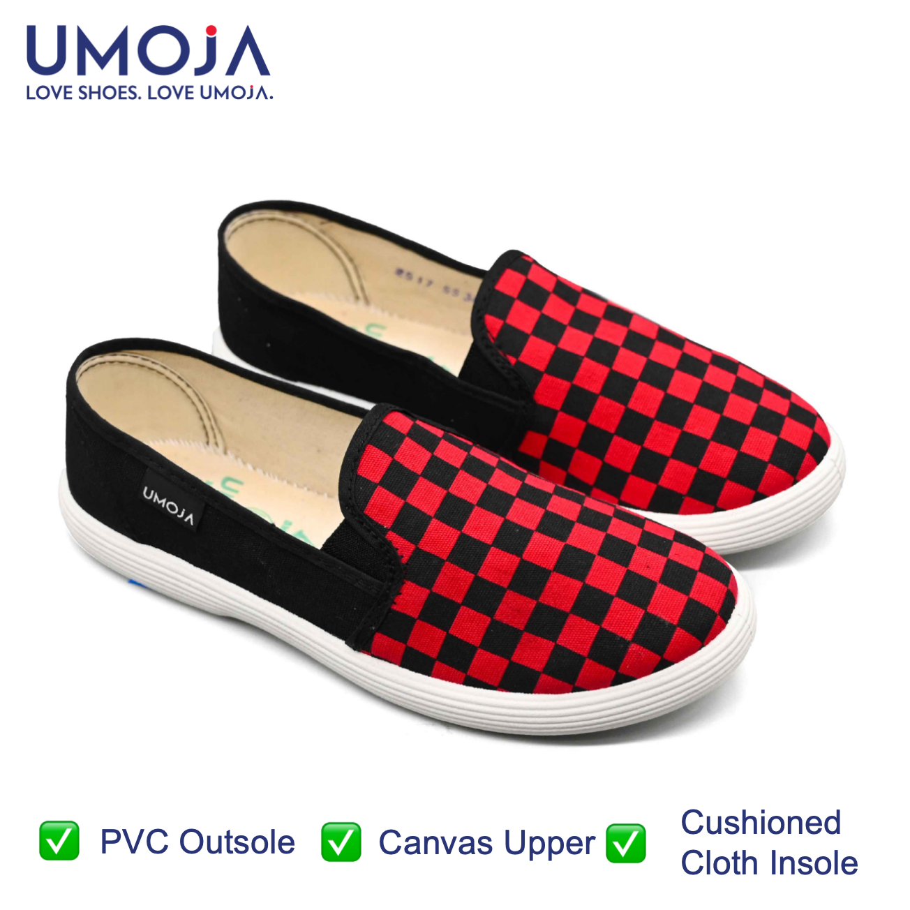 UMOJA Someka F1 Slip-Ons by Umoja – Unisex Canvas Casual Shoes with Cushioned Cloth Insole & PVC Outsole for Everyday Comfort and Effortless Street Style