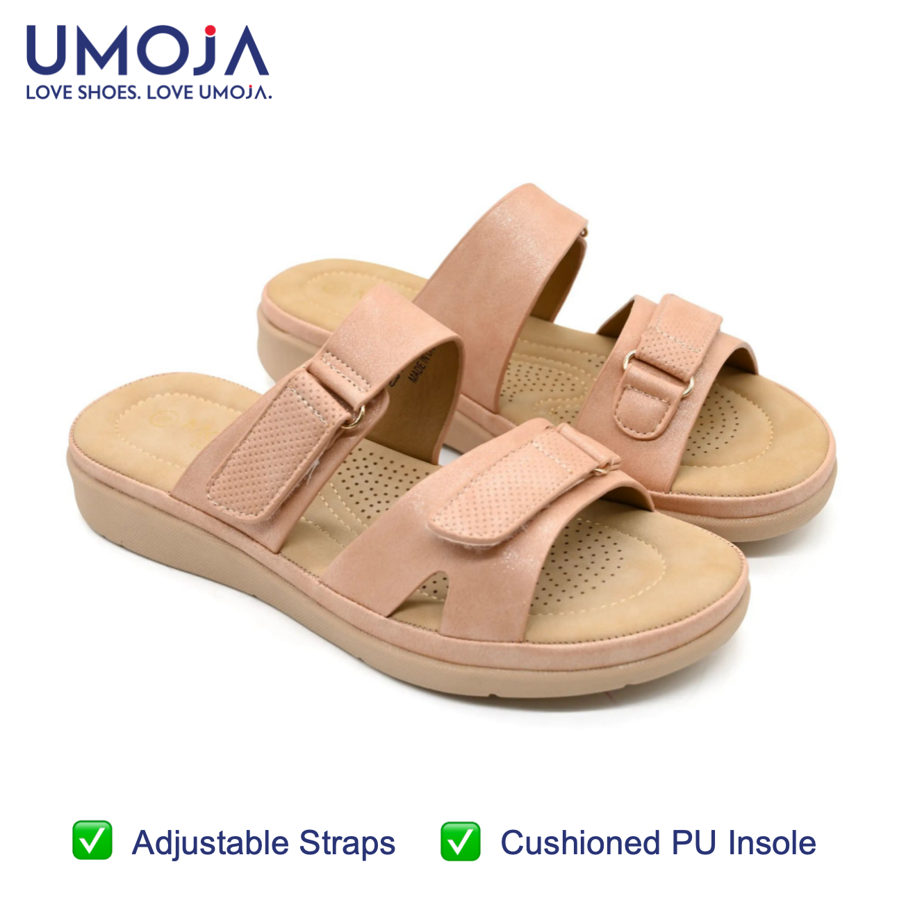 UMOJA Moxxa Diana ladies Sandals by Umoja | Women’s Adjustable PU Sandals with Cushioned Insole & Durable PU Outsole | Elegant Everyday Footwear for Effortless Comfort & Style women sandals.