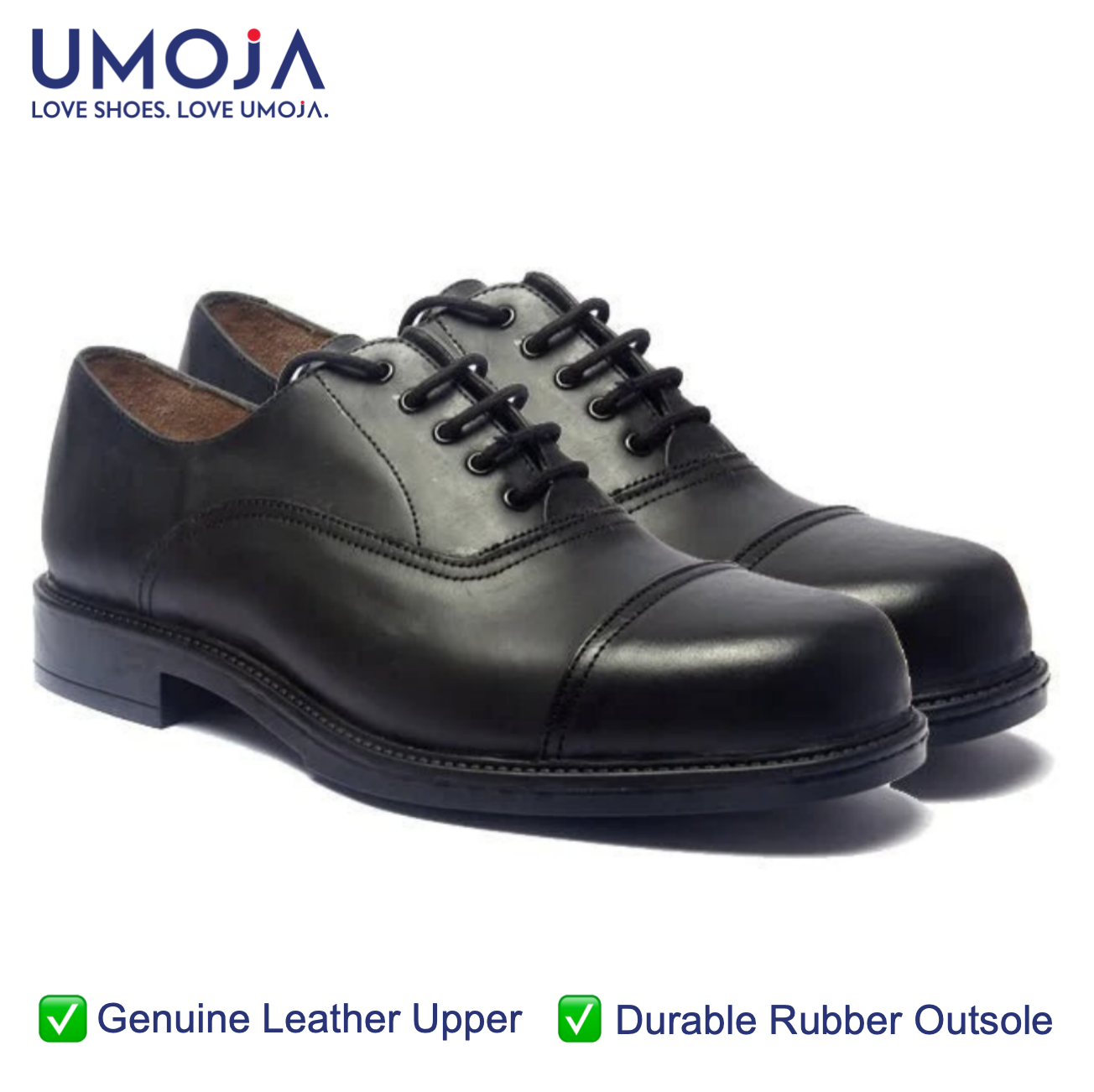 UMOJA Ace Oxford by Umoja – Men’s Classic Leather Dress Shoes with Cushioned Insole, Durable Rubber Sole & Timeless Oxford-Inspired Design