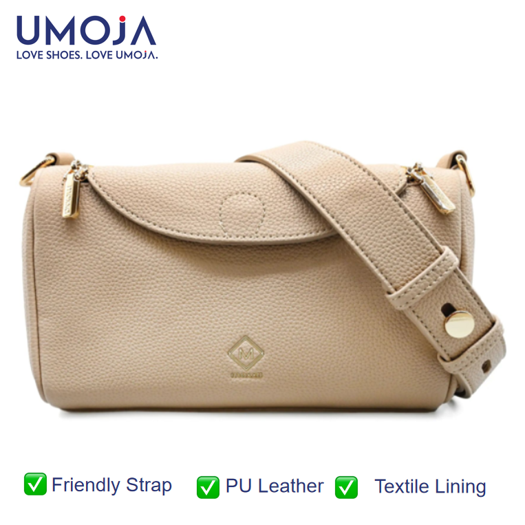 UMOJA Moxxa Nadine Crossbody Bag Collection by Umoja | Vegan PU Leather in Light Beige & Dusty Blue | Gold Hardware, Flap & Zipper Closure, Adjustable Strap | Everyday Shoulder & Crossbody  Ladies Bag