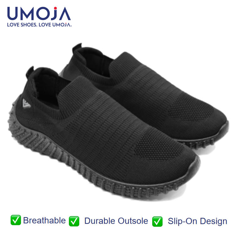 UMOJA Vigo Mosi Unisex Slip-Ons –  Knitted Slip-On Sneakers with PVC Outsole & Ortholite Footbed | Lightweight, Breathable & Comfortable Everydayshoes (Black, Grey, Navy) sneakers | Mens Casual Shoes