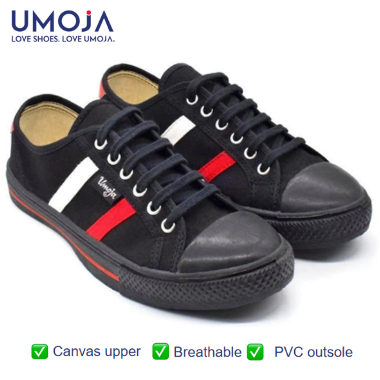 UMOJA Canvas Lace-Up Shoes Universe®, Unisex Adult Sneakers | Sizes 37–46 | Durable Canvas Upper, PVC Outsole, Textile Lining, Cushioned Insole And Breathable, All-Day Comfort, Made In Kenya Shoes