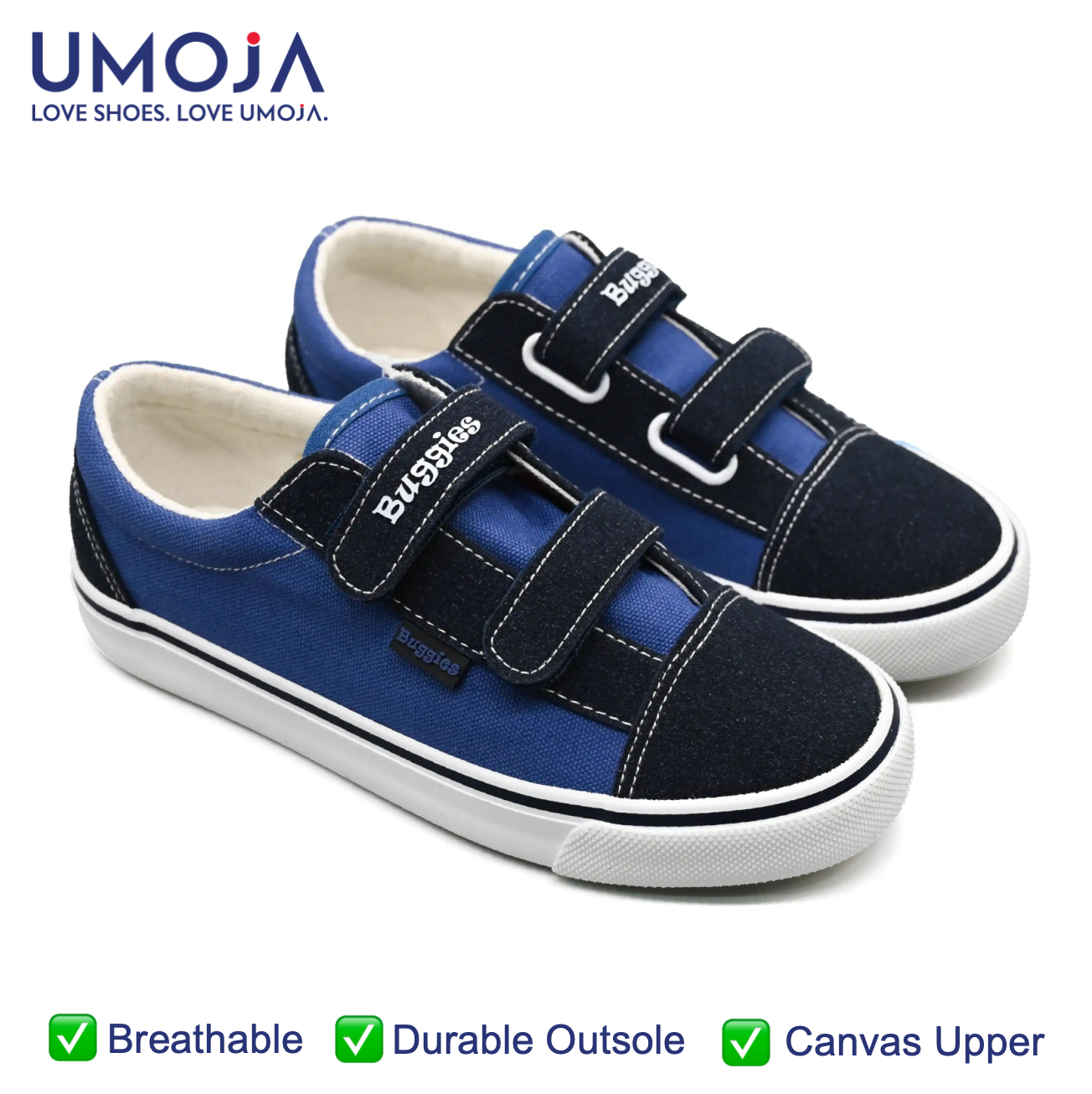 UMOJA Buggies Ariel Sneakers for Kids by Umoja – Blue Bolt & Pink Power | Durable Canvas Upper, Suede Toe, Double Velcro Straps & Non-Slip Sole – Everyday Play Shoes kids shoes