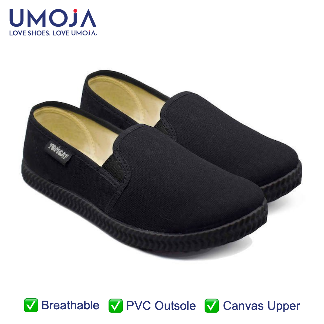 UMOJA Tomcat Slip-On Canvas Shoes – Kids’ Footwear by Umoja | Canvas Upper, Textile Lining, PVC Outsole, Everyday Comfort & Easy Wear – Sizes 29-36 Kids Shoes