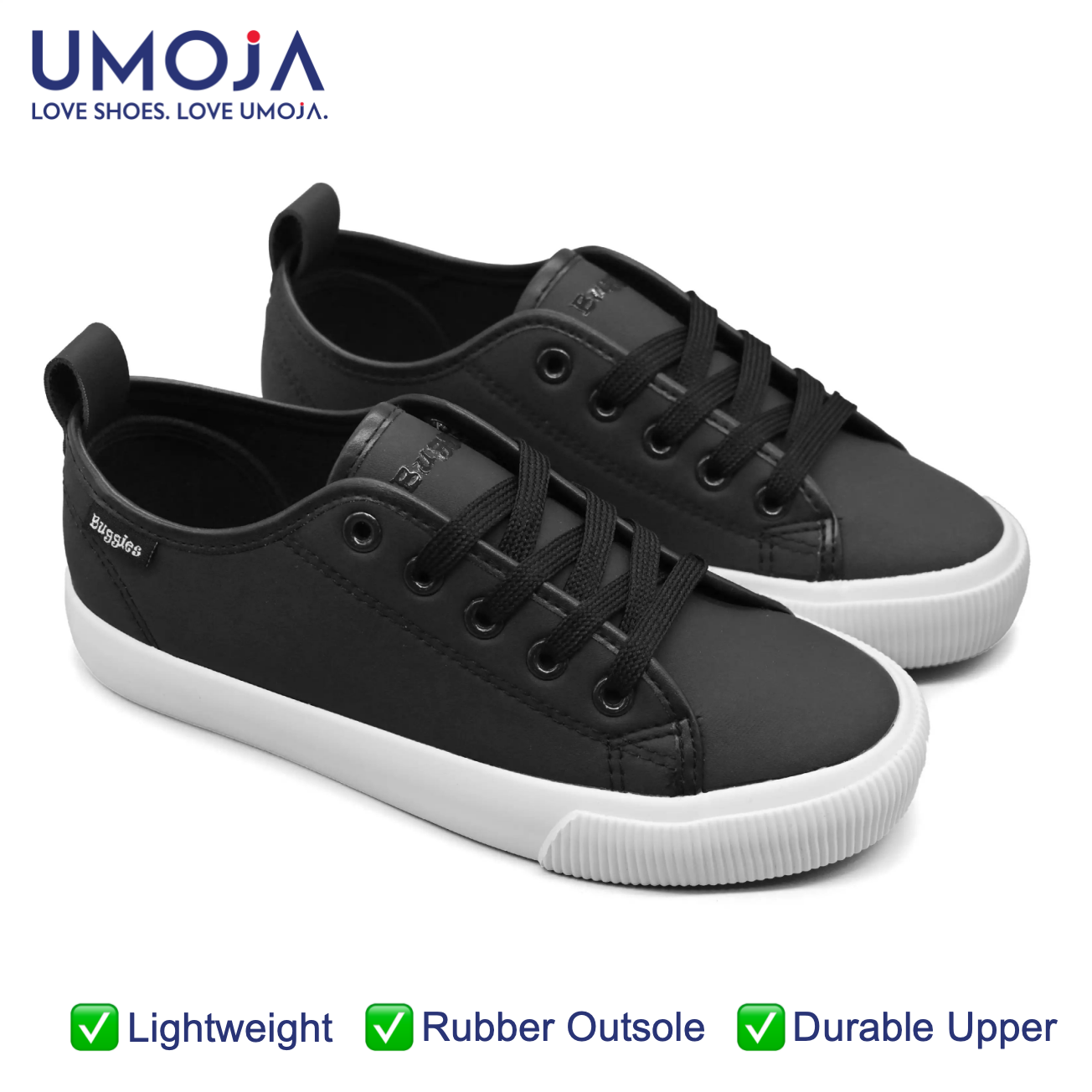 UMOJA Buggies Jack Kids Sneakers by Umoja – Matte Black & Navy Low  with White Sole | Durable, Comfortable & Stylish Everyday Footwear for Playground, Casual Outings & Weekend Adventures,kids shoes