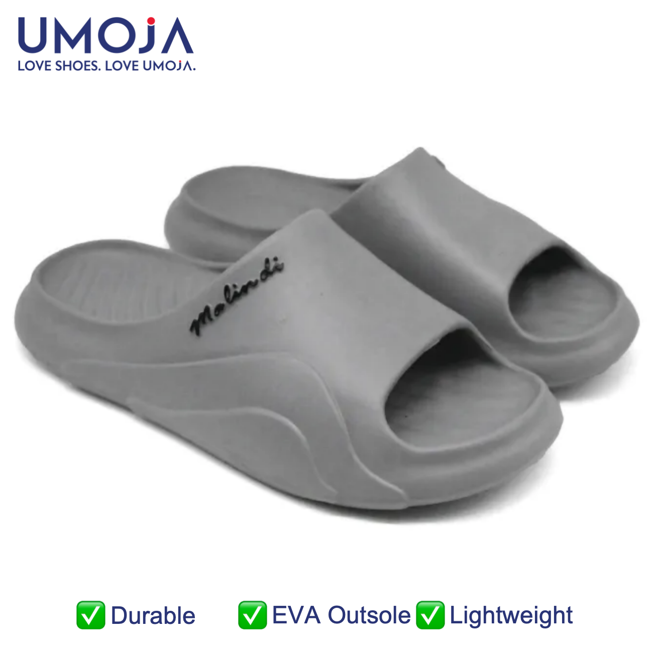UMOJA Winnie Ladies Slides Collection – Black, Gray & Navy | EVA Upper & Outsole | Lightweight, Comfortable & Minimalist Everyday Sandals Ladies Shoes