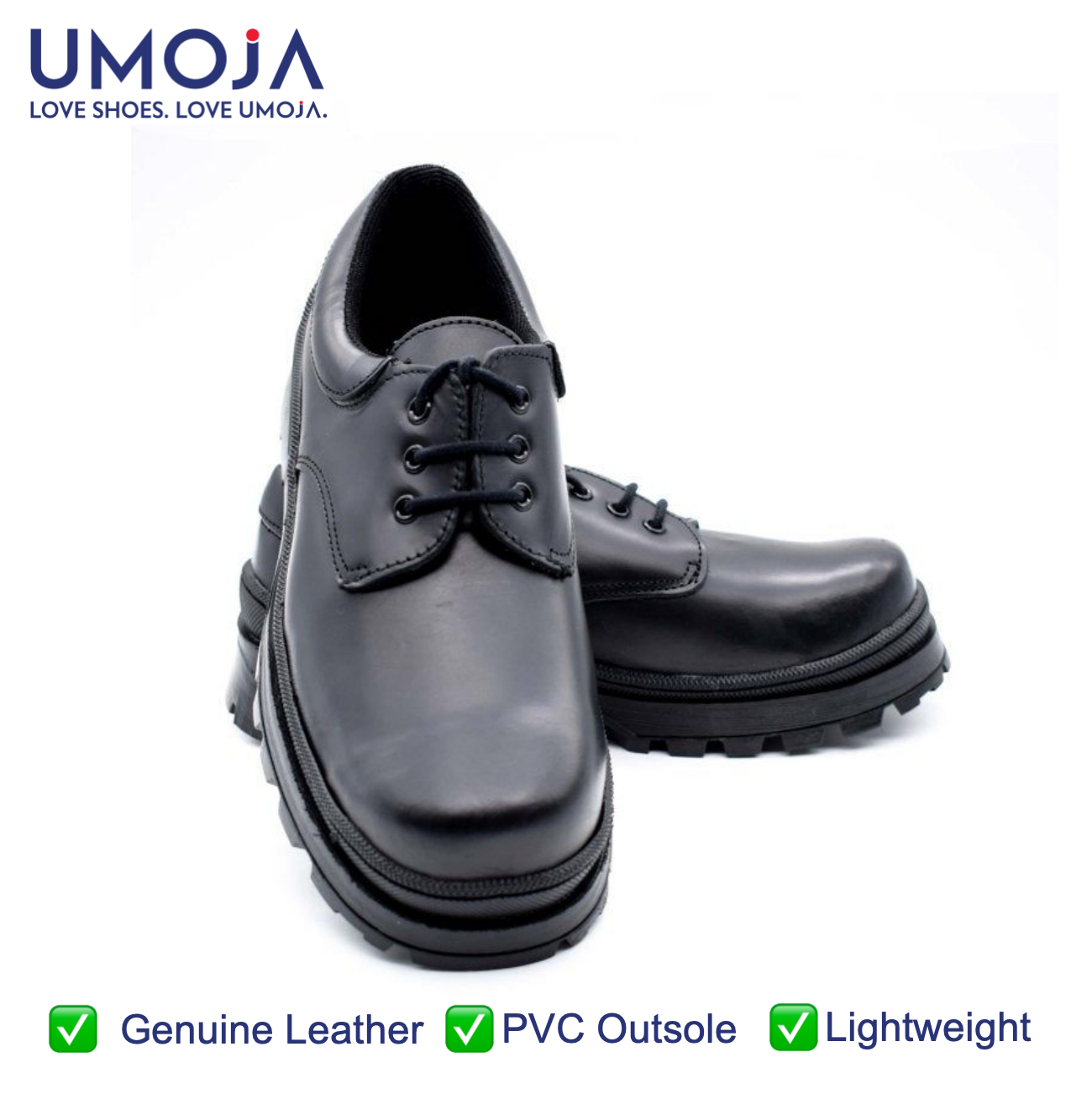 UMOJA Shupavu Boys’ Leather School Shoes – Black | Made in Kenya by Umoja, Premium Genuine Leather, Durable Sole, Smart Design, Comfortable Fit for Everyday School Shoes