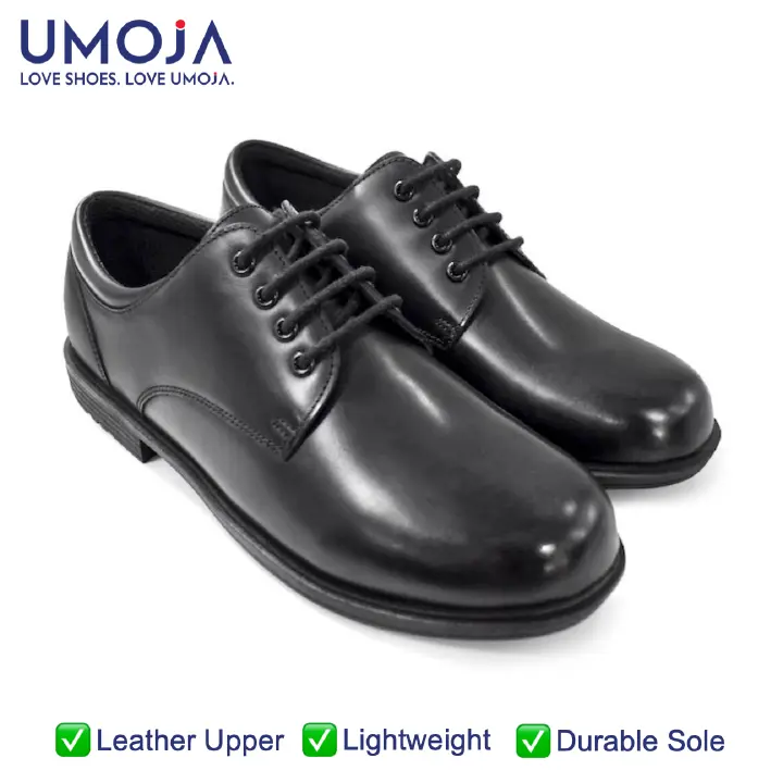 UMOJA Taji Boys’ Lace Leather School Shoes – Black | Made in Kenya by Umoja, Genuine Leather, Durable Sole, Anti-Slip, Comfortable Fit & Smart Design for Daily School Kids  Shoes