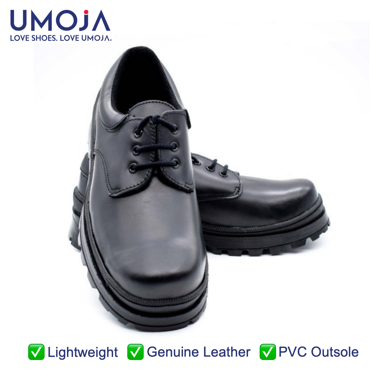 UMOJA Shupavu Boys’ Leather School Shoes – Black | Made in Kenya by Umoja, Premium Genuine Leather, Durable Sole, Smart Design, Comfortable Fit for Everyday School Shoes
