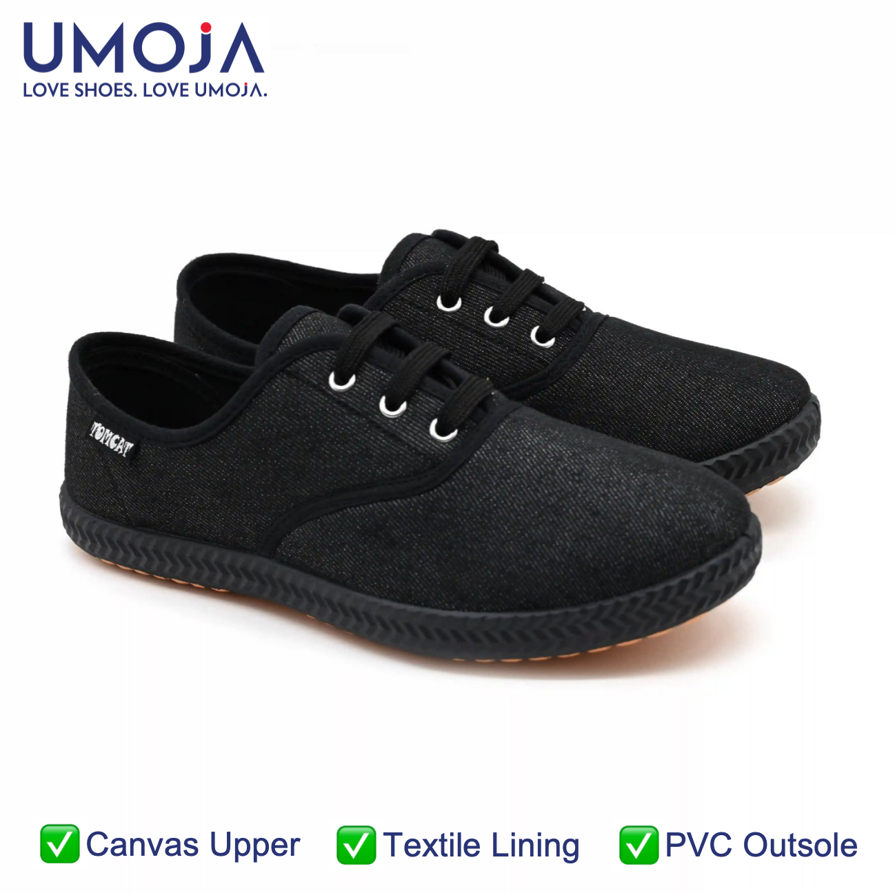 UMOJA Tomcat Denim Lace-Up Canvas Shoes – Ladies’ Footwear by Umoja | Canvas Upper, Textile Lining, PVC Outsole, Durable Everyday Sneakers – Sizes 37-42, Women shoes, ladies shoes, Ladies Shoes