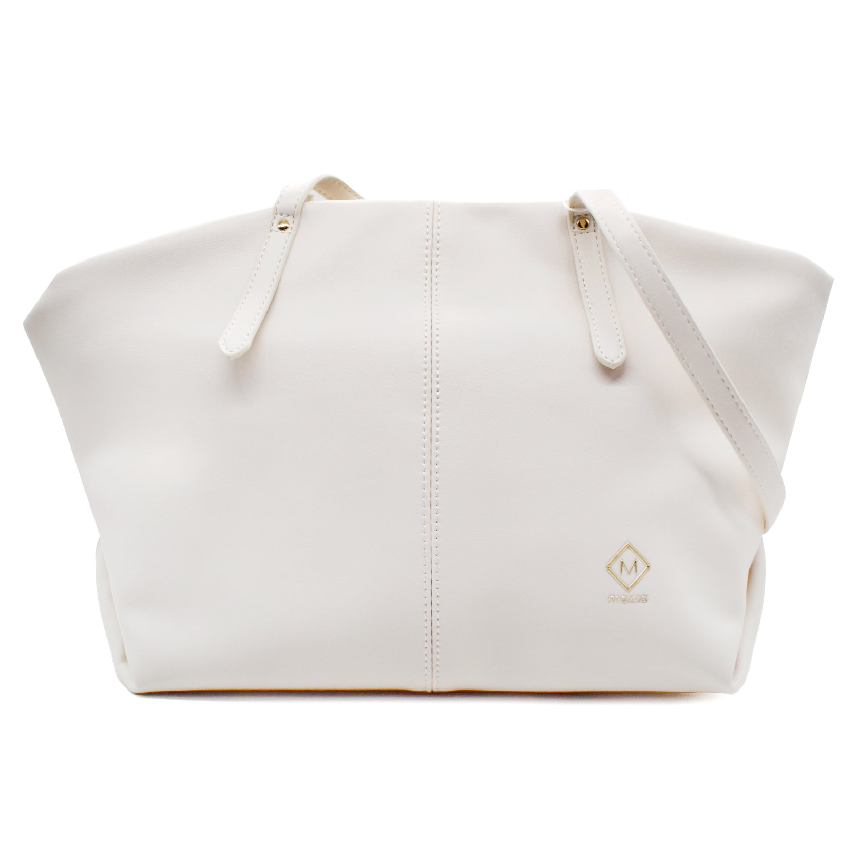 UMOJA Moxxa Noreen Ivory Luxe Tote by Umoja | Off-White PU Leather with Gold Hardware, Top Handles & Adjustable Strap | Structured Everyday Work & Travel Shoulder Bag. Ladies Bag