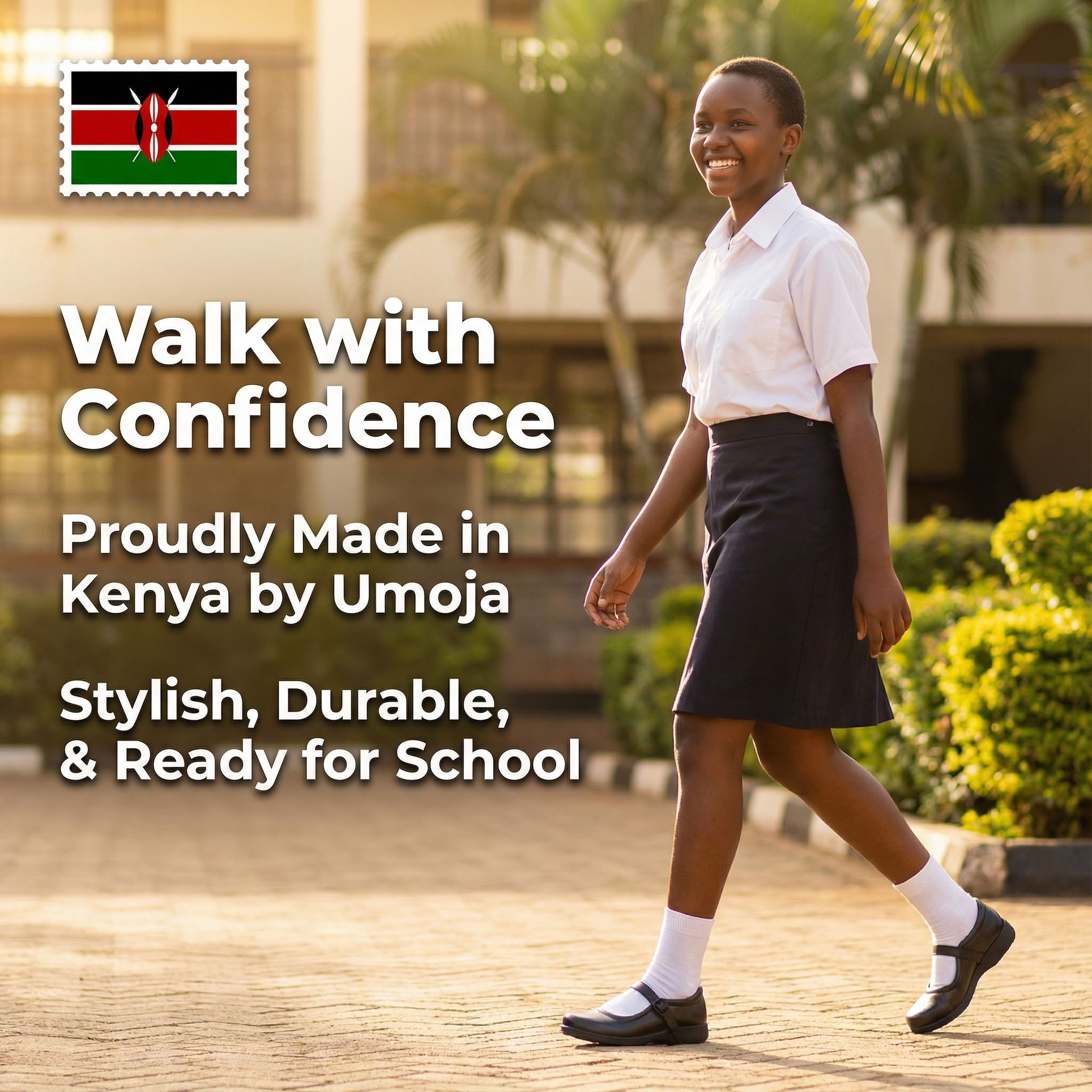 UMOJA Zuri Girls’ Buckle Leather School Shoes – Black | Made in Kenya by Umoja, Genuine Leather, Classic Strap, Lightweight Build, Non-Slip Sole & Comfortable Fit for Stylish Learners