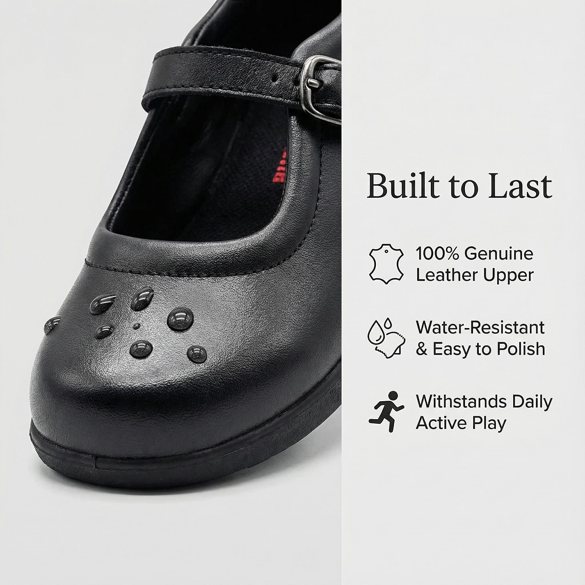 UMOJA Zuri Girls’ Buckle Leather School Shoes – Black | Made in Kenya by Umoja, Genuine Leather, Classic Strap, Lightweight Build, Non-Slip Sole & Comfortable Fit for Stylish Learners