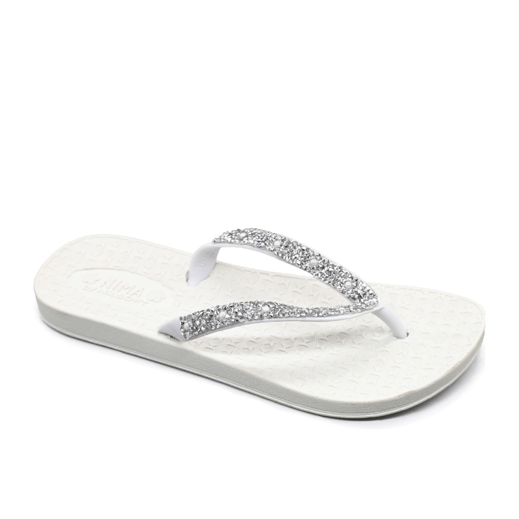 UMOJA Nima Almasi Sparkle Bliss Flip-Flops – Women’s sandal Black & White Straps with Silver & White Studs | Comfortable Stylish & Glamorous Footwear for Beach Pool Casual Outings & Vacation Lady Shoe