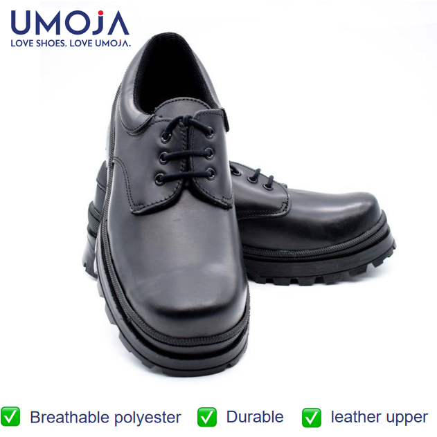 UMOJA Shupavu Boys’ Leather School Shoes – Black | Made in Kenya by Umoja, Premium Genuine Leather, Durable Sole, Smart Design, Comfortable Fit for Everyday School Kids Shoes.