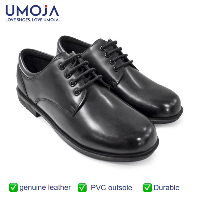 UMOJA Taji Boys’ Lace Leather School Shoes – Black | Made in Kenya by Umoja, Genuine Leather, Durable Sole, Anti-Slip, Comfortable Fit & Smart Design for Daily School Kids  Shoes.