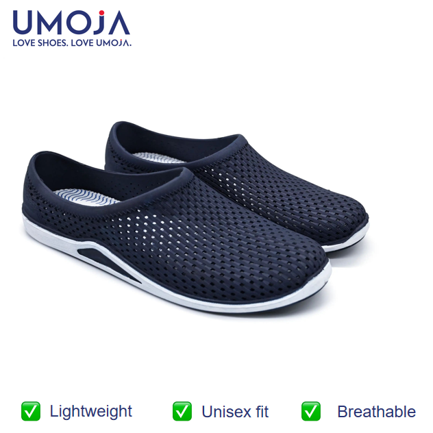 UMOJA Super Star Slip-Ons – Unisex Woven Lattice Slip-On Shoes with White Sole in Navy & Black | Breathable, Comfortable & Stylish Footwear for Beach, Pool, Casual Outings | Men Shoes & Women Shoes