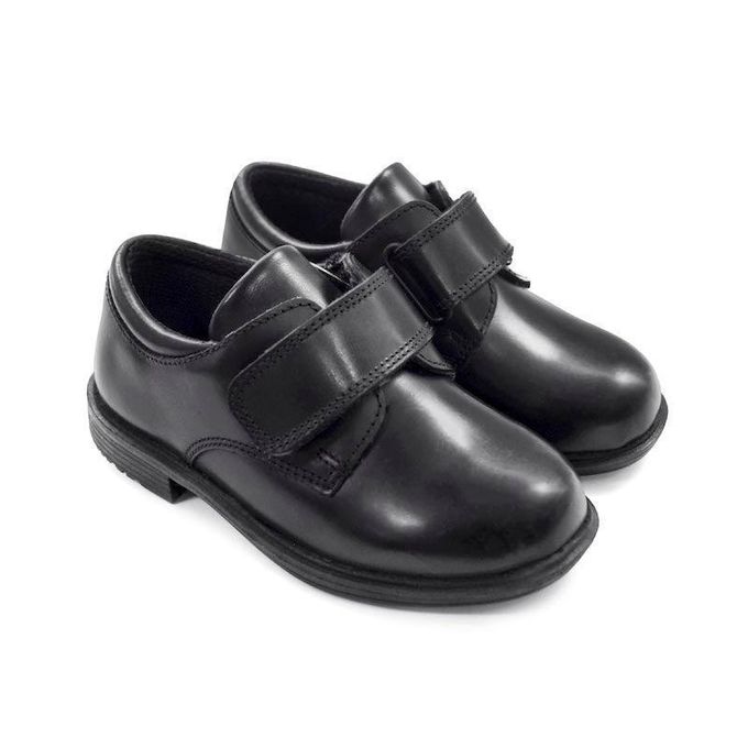 UMOJA Taji Boys’ Double Velcro Leather School Shoes – Black | Made in Kenya by Umoja, Genuine Leather, Durable Sole, Easy Double-Strap Closure, For School kids Shoes.