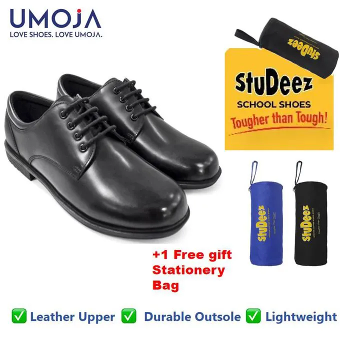 UMOJA Taji Boys’ Lace Leather School Shoes – Black | Made in Kenya by Umoja, Genuine Leather, Durable Sole, Anti-Slip, Comfortable Fit & Smart Design for Daily School Kids  Shoes.