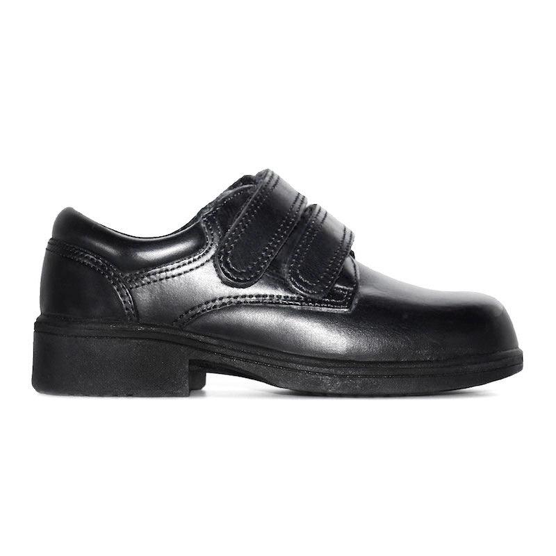 UMOJA Studeez Kiddies Black Leather School Shoes – Boys & Girls | Double Velcro Straps, Anti-Slip Sole, Padded Collar | Sizes 11C – 4 | Made in Kenya by Umoja
