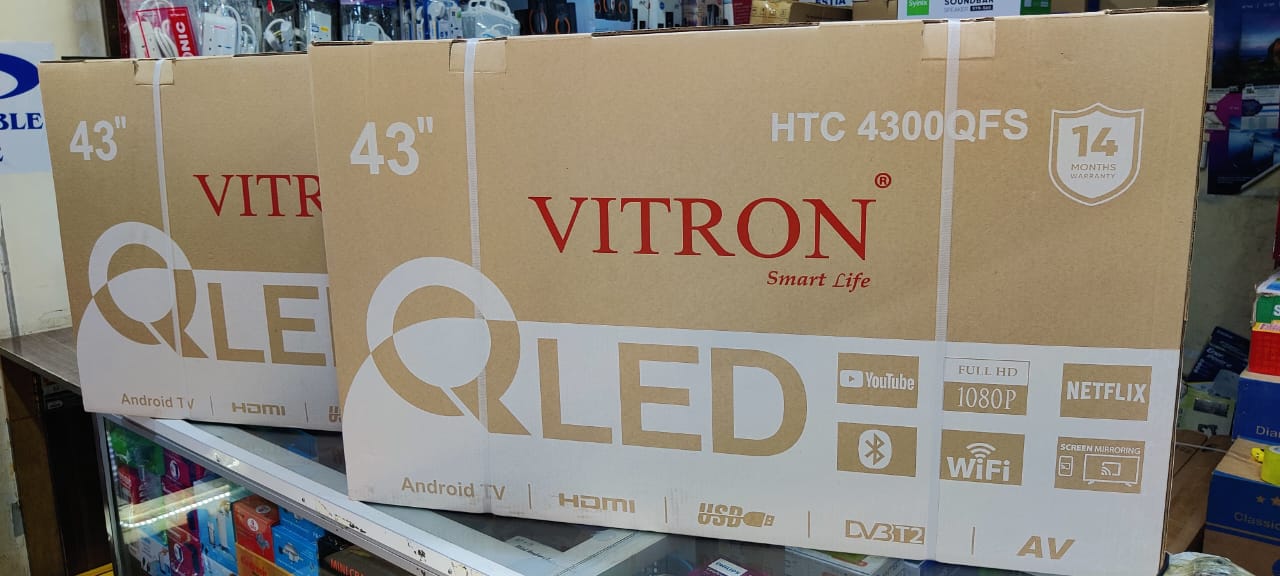 🔥 [4 free gifts] VITRON 43-Inch QLED Smart Android TV 📺✨ | Full HD 1080P | Wi-Fi 🌐 | HDMI 🎮 | USB 💾 | Netflix 🎬 | YouTube ▶️ | Bluetooth 🔊 | Sleek Frameless Design 🖤 | 14-Month Warranty