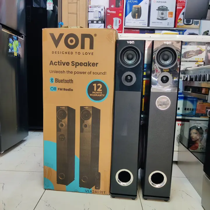 Von HA24020BT/VEA2402ET Active Bluetooth Tower Speaker (240W RMS) | 2.0 Channel Tallboy Sound System subwoofer woofer with FM, USB, SD & Remote Control 🎛️📦