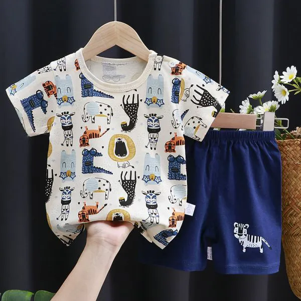 aby Boys Summer Clothing Sets Children Cotton T-shirt+pants 0-3Year Toddler Kid Sport Outfits Kids Girl Cute Homewear