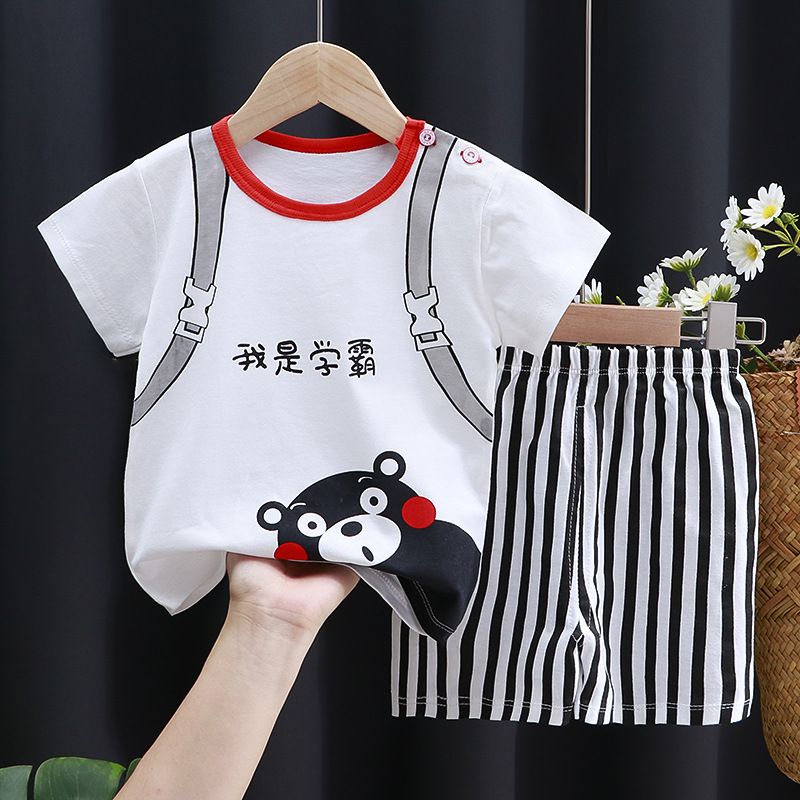 aby Boys Summer Clothing Sets Children Cotton T-shirt+pants 0-3Year Toddler Kid Sport Outfits Kids Girl Cute Homewear
