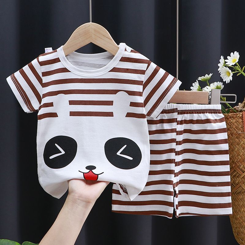 aby Boys Summer Clothing Sets Children Cotton T-shirt+pants 0-3Year Toddler Kid Sport Outfits Kids Girl Cute Homewear