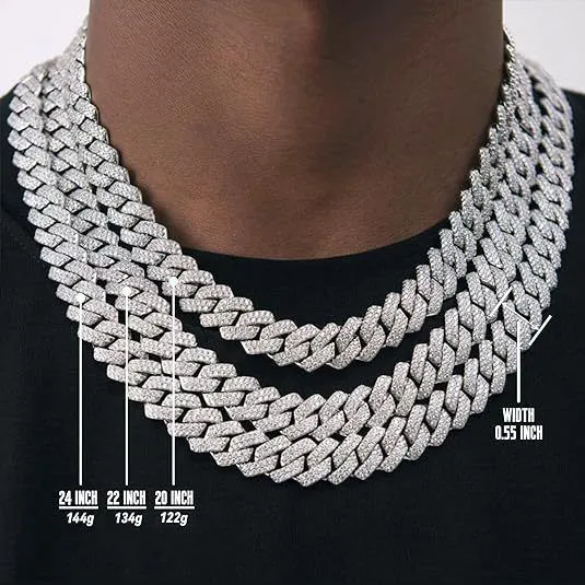 1pcs luxury chain jewellery miami cuban chain link necklace gift bracelet rapper hip hop dangles men /women bling bling iced out chain necklace link for man/woman fashion jewelry accessories