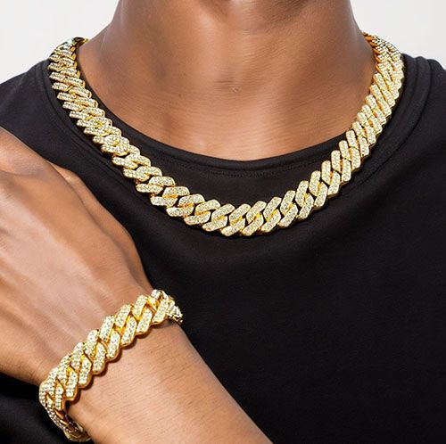 1pcs luxury chain jewellery miami cuban chain link necklace gift bracelet rapper hip hop dangles men /women bling bling iced out chain necklace link for man/woman fashion jewelry accessories