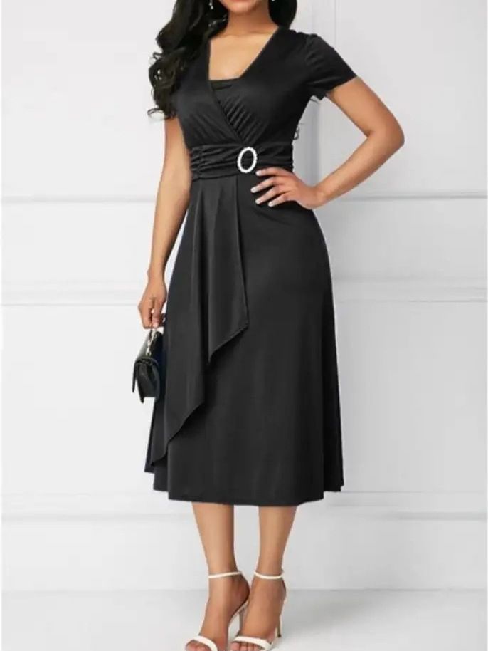 fashion temperament asymmetrical large skirt v-neck dress party evening dress