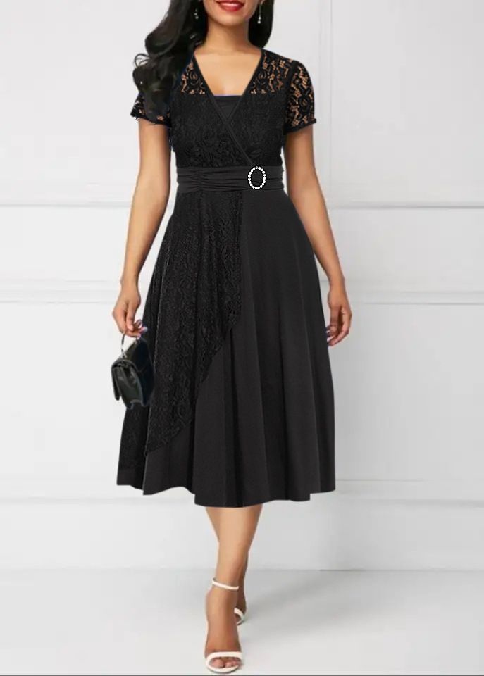 fashion temperament asymmetrical large skirt v-neck dress party evening dress