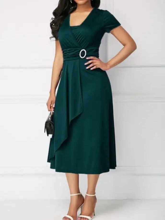 fashion temperament asymmetrical large skirt v-neck dress party evening dress