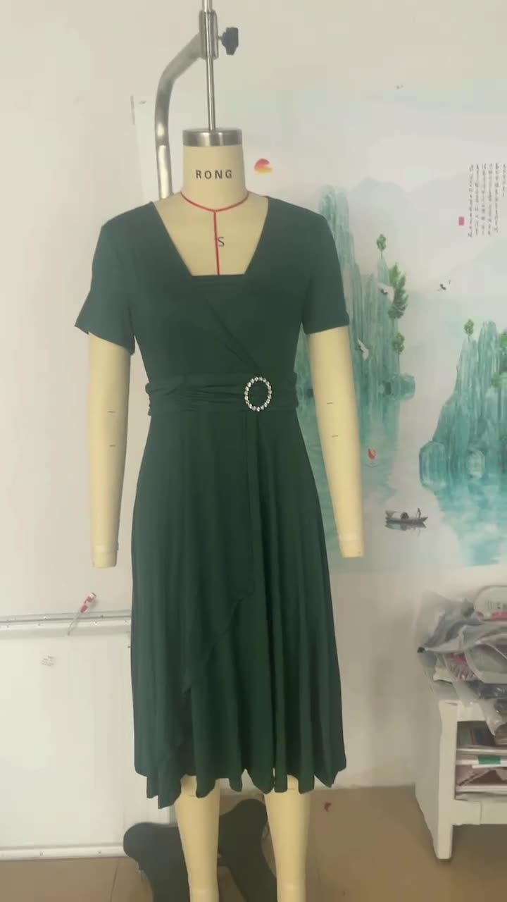 fashion temperament asymmetrical large skirt v-neck dress party evening dress
