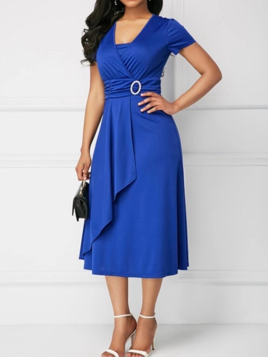 fashion temperament asymmetrical large skirt v-neck dress party evening dress